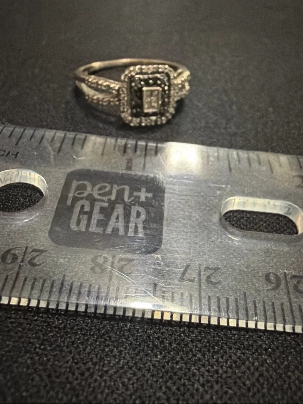 10k White Gold Natural Black And White Diamond Ring
